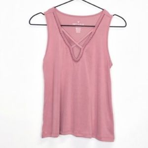 American Eagle Mauve Soft & Sexy Sueded Criss Cross Tank Top